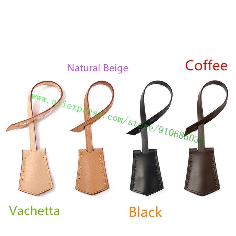 Coffee Tan Real Calf Leather Key Bell Charm Personalization Hanging Tag Strap For Designer Lady Handbag Women Bag