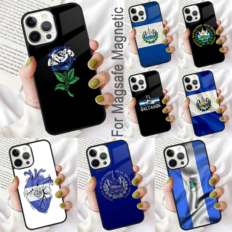 Мягкий чехол для телефона с флагом Сальвада для iPhone 17 Air 16e Pro max 15 Pro 13 14 Plus 11 12 MagSafe Magnetic Coque