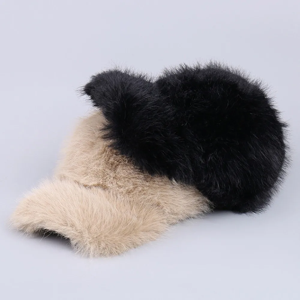 

Versatile Solid Color Baseball Hat Thickened Fluffy Winter Baseball Hat Windproof Warm Fur Hat Unisex
