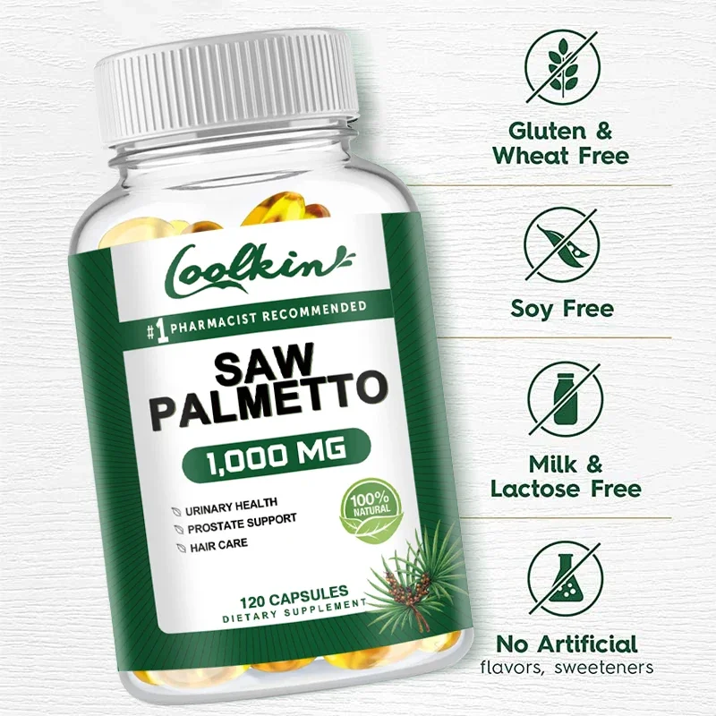 Saw Palmetto Capsules, Fatty Acids and Essential Nutrients From Saw Palmetto Berries Men\'s Health Support Non-GMO