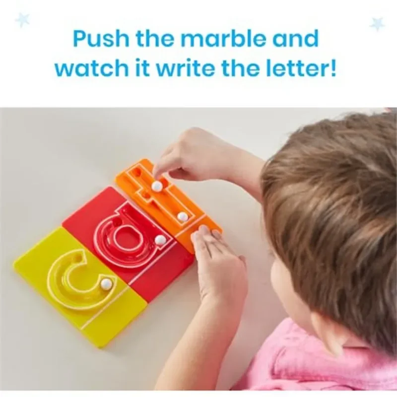 L22A-Lowercase Letters, 24-Letter Tracking Tray, 10 Marbles, Preschool Learning Tools Activity for Fine Motor Skill, Kindergarte