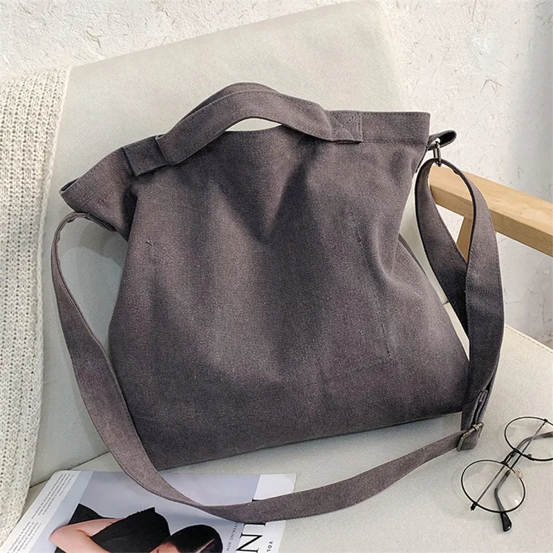 Fashion Women\'s Korean Canvas Large Capacity Shopping Bag Casual Tote Shoulder Bag Female Letter Printing Crossbody Handbag