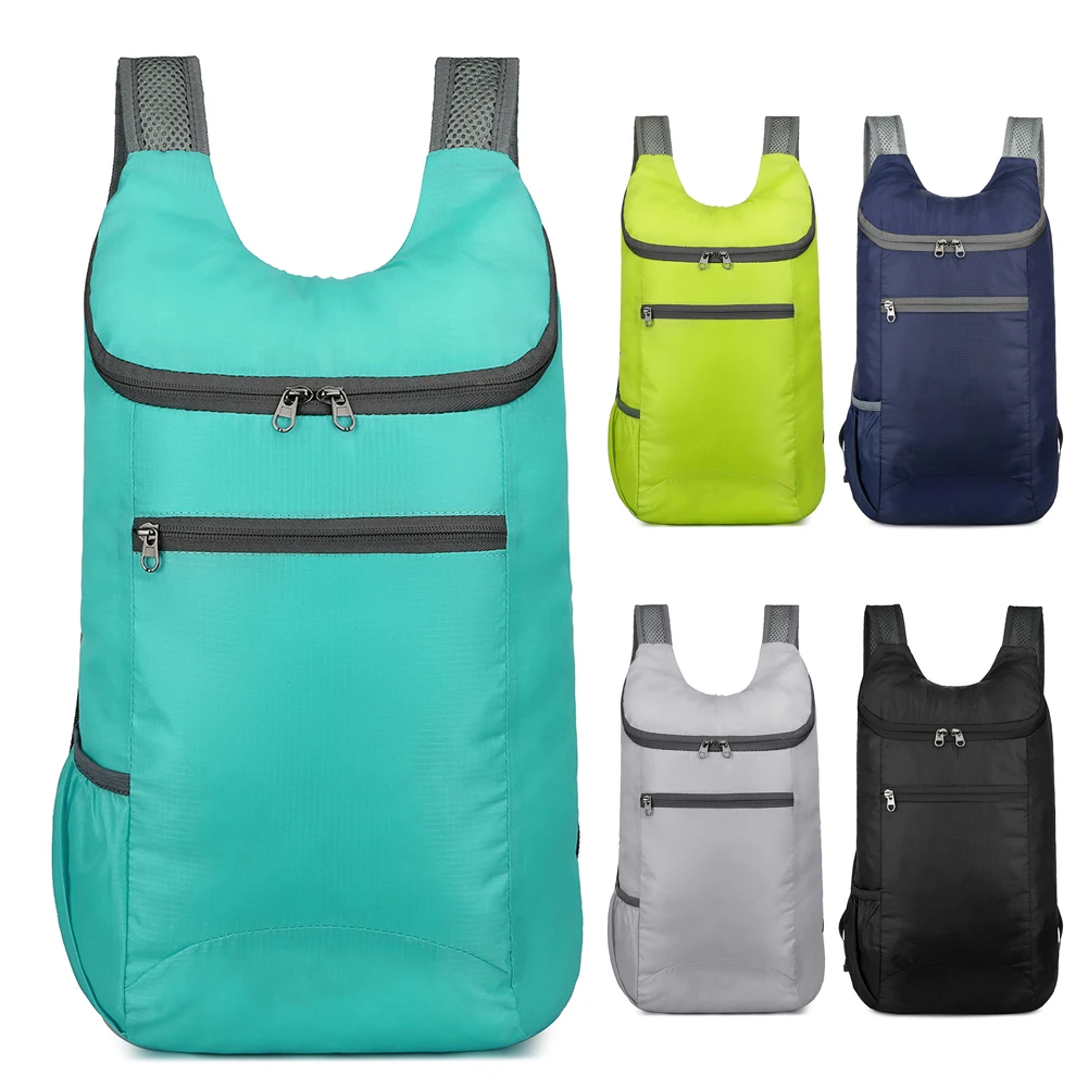 حقيبة ظهر رياضية خفيفة الوزن قابلة للطي سعة 20 لترًا، مقاومة للماء للتخييم، حقيبة ظهر للتخييم في الهواء الطلق والنزهات