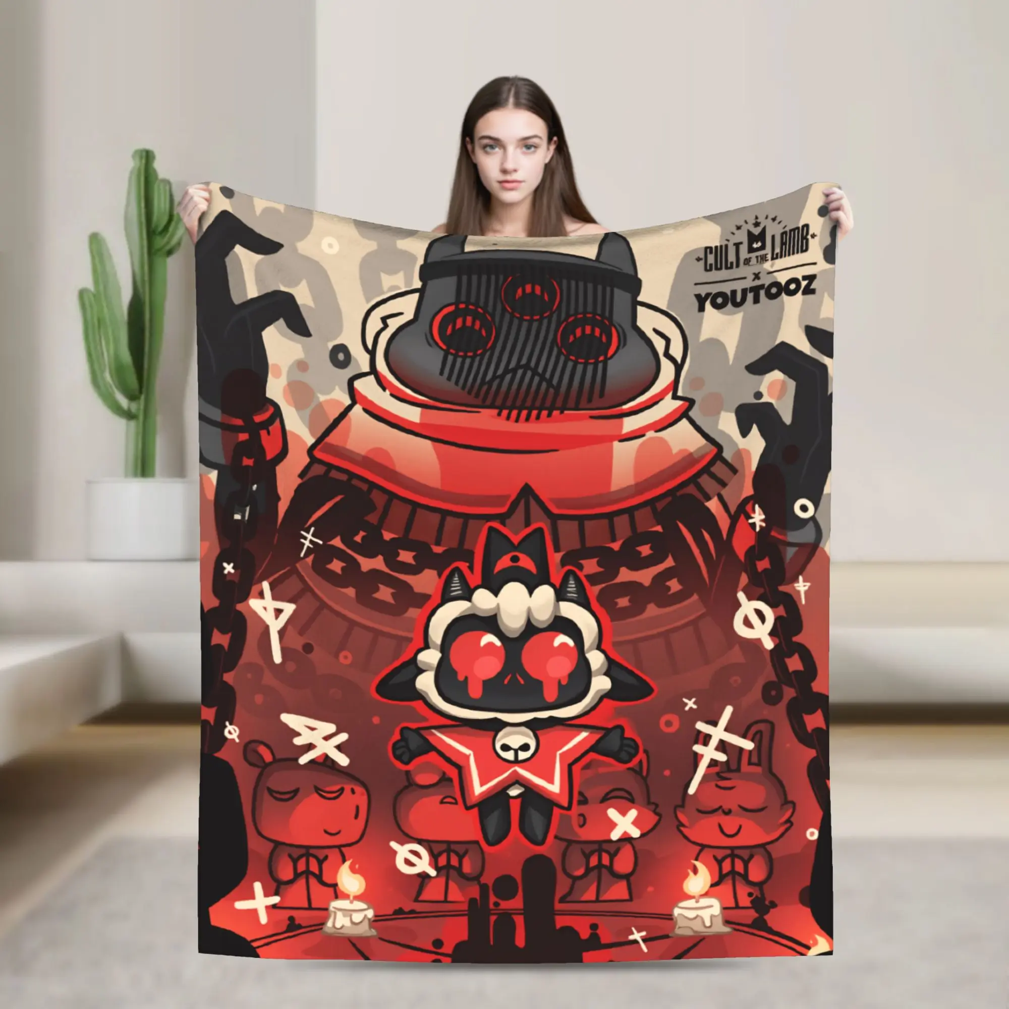Cult of the Lamb Warm Soft Blankets  Picnic Plush Throw Blanket Fashion Home Decor Flannel Bedspread Sofa Bed Cover