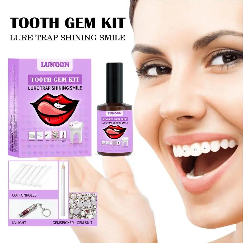 New Tooth Gem Kit Gems Picker Uv Light Gem Suit UV Bonding Resin DIY Tooth Jewelry Decoration Set Beautiful White Teeth