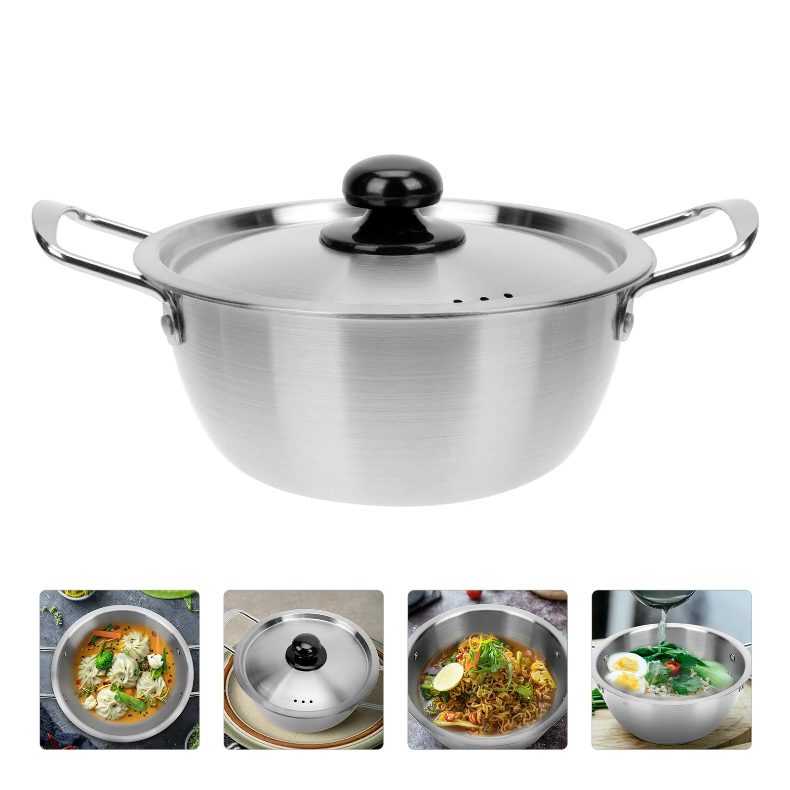 Stainless Steel Instant Noodle Pot Stock Korean Double Ear Small Hot Cookware Soup Ramen Cooking Utensil Chafing Dish