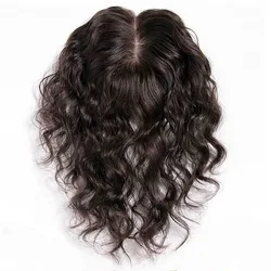 Natural Wave Human Hair Topper for Women Real Scalp Breathable Silk Base Toupee with Baby Hair to Hide Thin White Hair