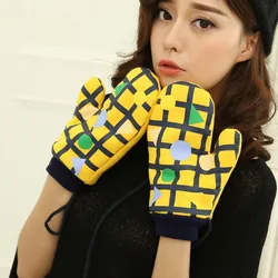 Women's New Autumn Winter Collection of Thick and Plush Double-layer Warm Cute Cartoon Printed Rubber Gloves Apparel Accessories