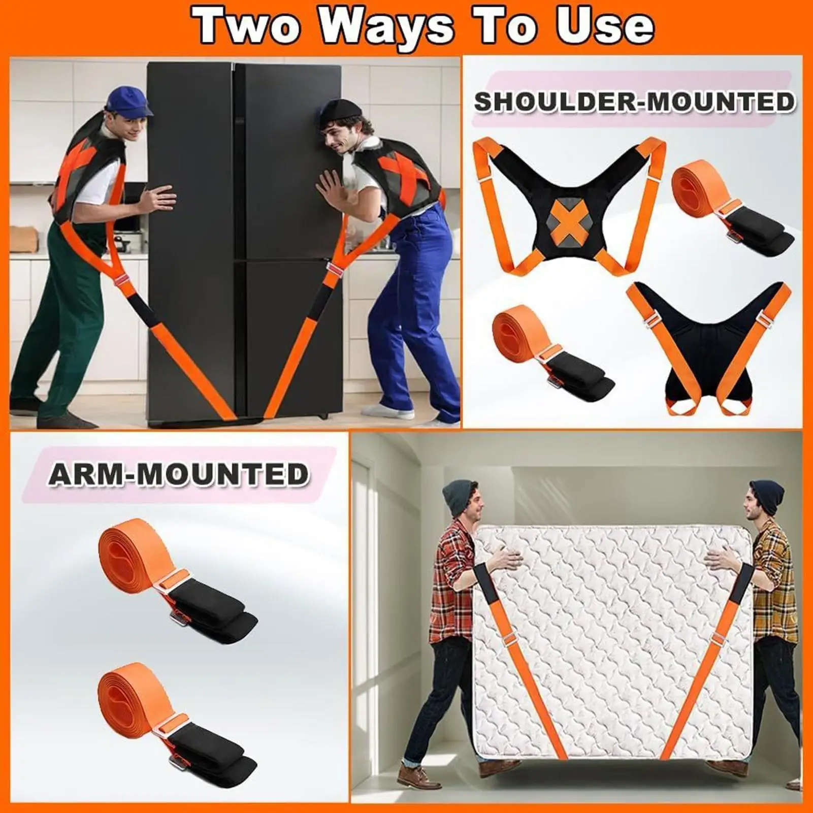 Moving Straps For Lifting 2 Pieces Heavy-Duty Mattress Moving Aid 2 Movers Refrigerator Lifting Harness Set For Furniture Couch