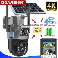 Solar camera with SIM card, outdoor IP camera, visitor screen protector, wireless monitoring,4K, 8MP, free 512GB memory provided