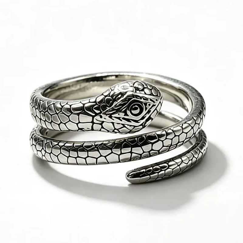 Foxanry Vintage Snake Ring For Women Couples New Simple Punk Gothic Style Geometry Handmade Halloween Party Jewelry Gifts Кольцо
