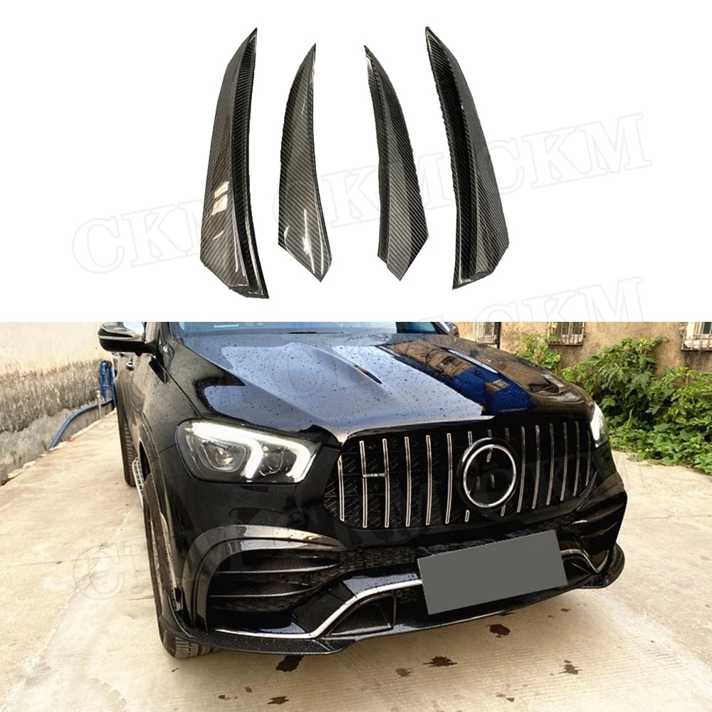 Dry Carbon Fiber Front FogLamp Grid Bumper Splitters for Mercedes Benz GLE Class W167 GLE53 AMG SUV 2020 UP Auto Styling