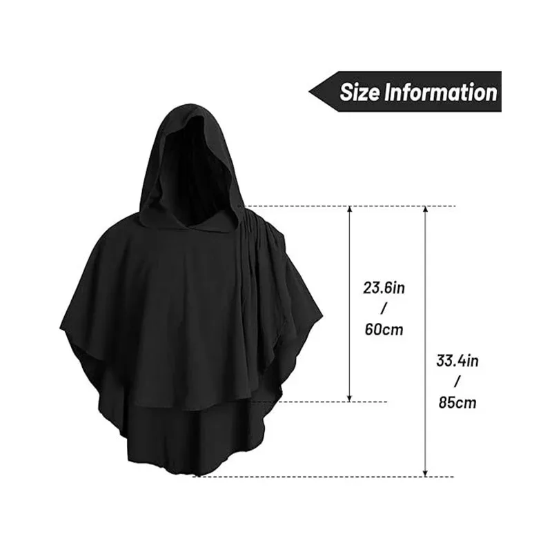 

Средневековый плащ викингов из искусственной кожи для мужчин и женщин, готическая шаль без рукавов, накидка-аристократ, Хэллоуин, косплей, домори с капюшоном; 2,c'4,h.