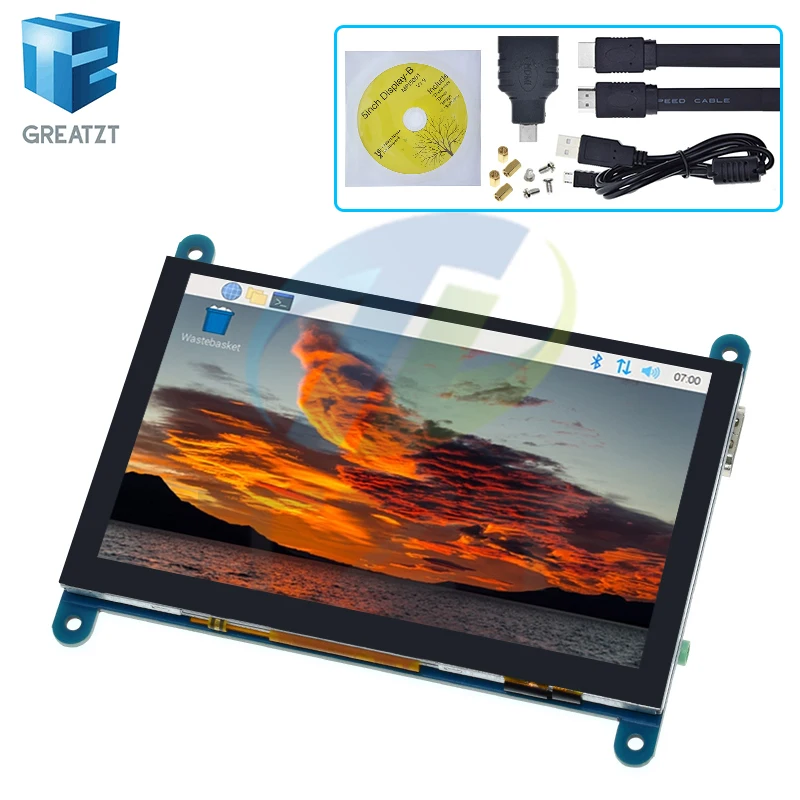 

TZT 5 Inch Portable Monitor HDMI 800 x 480 Capacitive Touch Screen LCD Display For Raspberry Pi 4 3B+/ PC/Banana Pi / ESP32