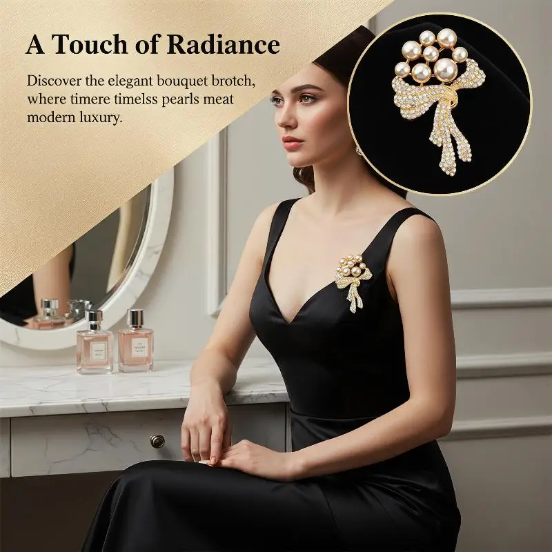 Beautiful Women Pearl Brooch Jewelry for Stylish Coat and Clothing Embellishment