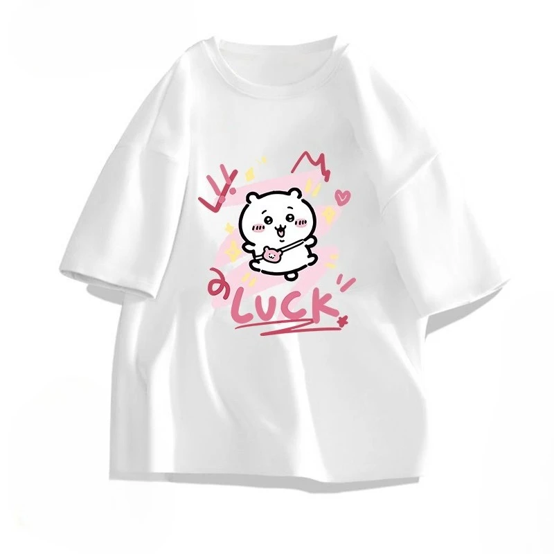 

Chiikawa Hachiware Usagi Cute Cartoon Y2K Round Neck Short Sleeved Breathable Quick Drying Loose and Comfortable T-shirt