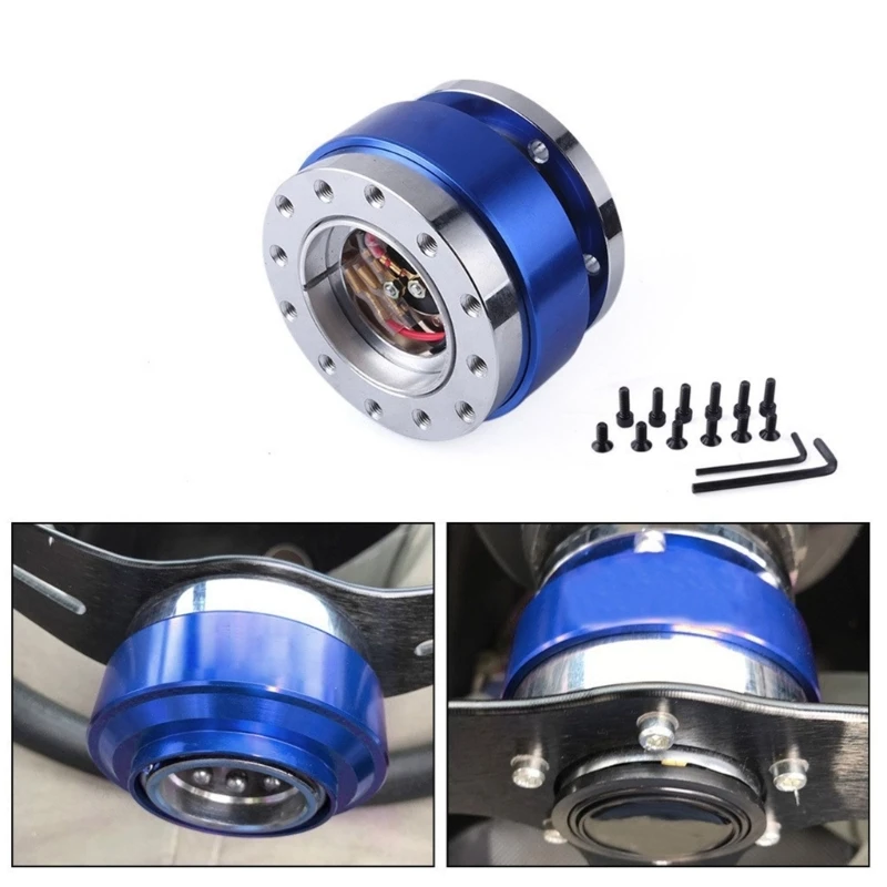 Motorsport Quick Release Steering Wheel Hub Mechanism Aluminum Adapter Accessories, for Various Models Easy Installstion D7YA