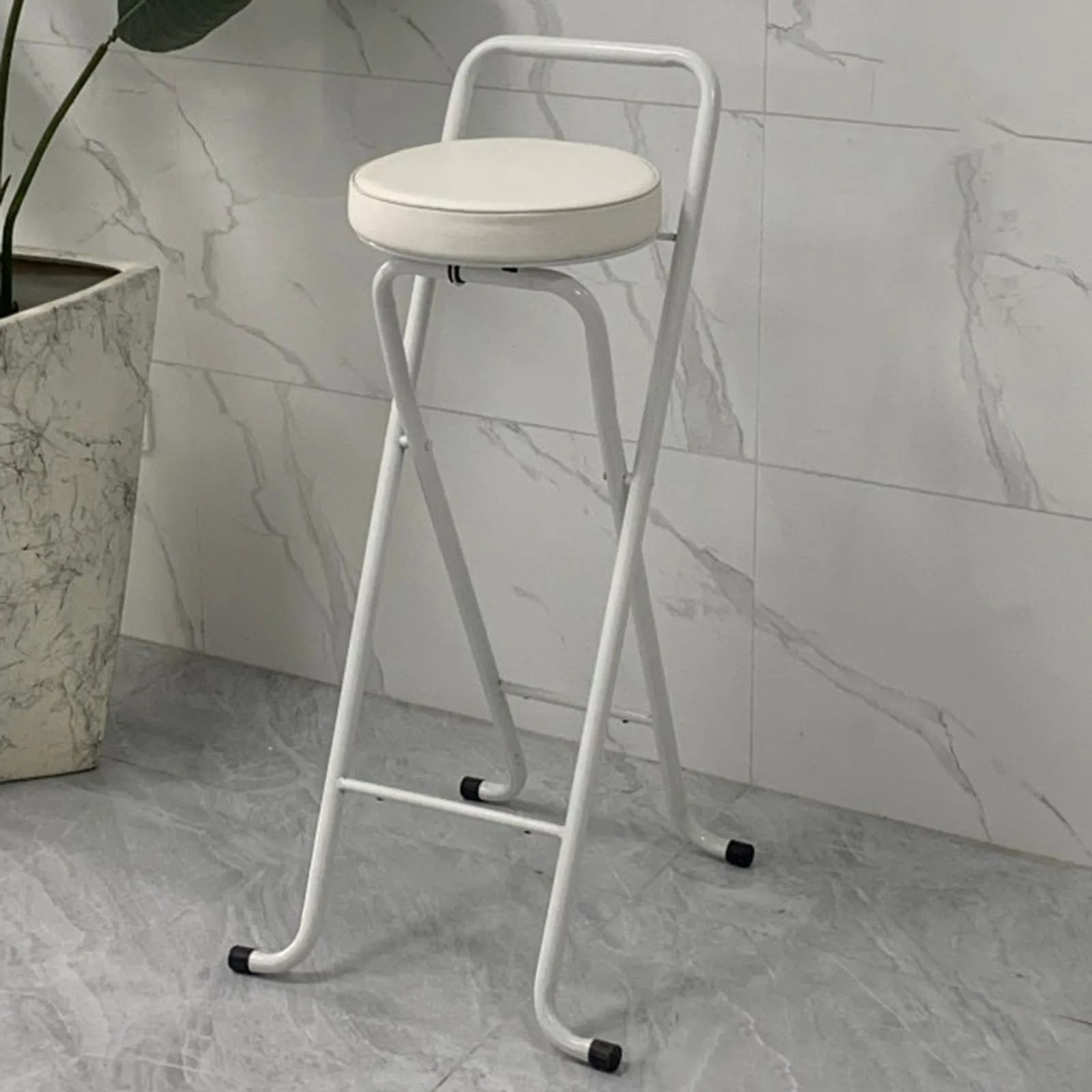 Bar Stool Adults Round Folding Collapsible Counter Height Stool Breakfast Bar Stool for Kitchen Indoor Garden Cafe Restaurant