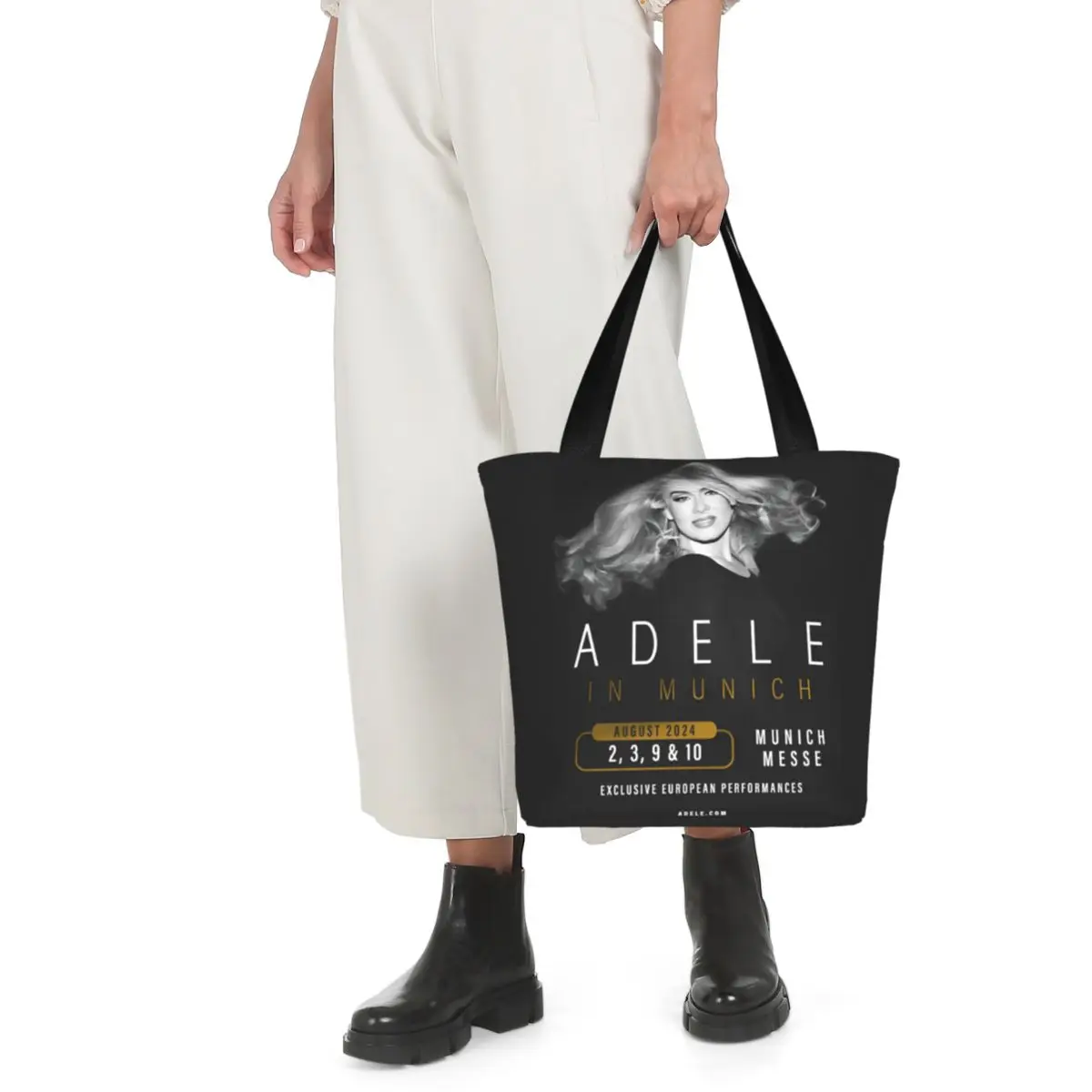 Cool Singer Adele Tour 2024 Shopping Bags Zipper Opening Aesthetic Accessories For Women Stylish Pop Music Handbag