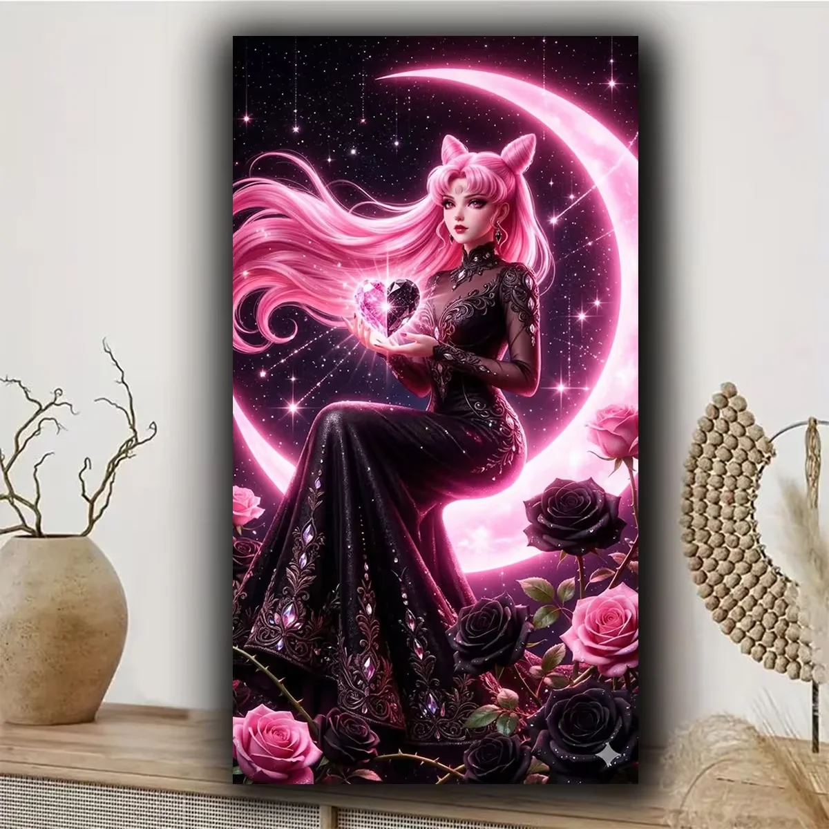 

Amazing Japanese Moon Girl DIY Diamond Painting Set, New 2026 Full Round Diamond Art Mosaic Halloween Handmade Home Decor
