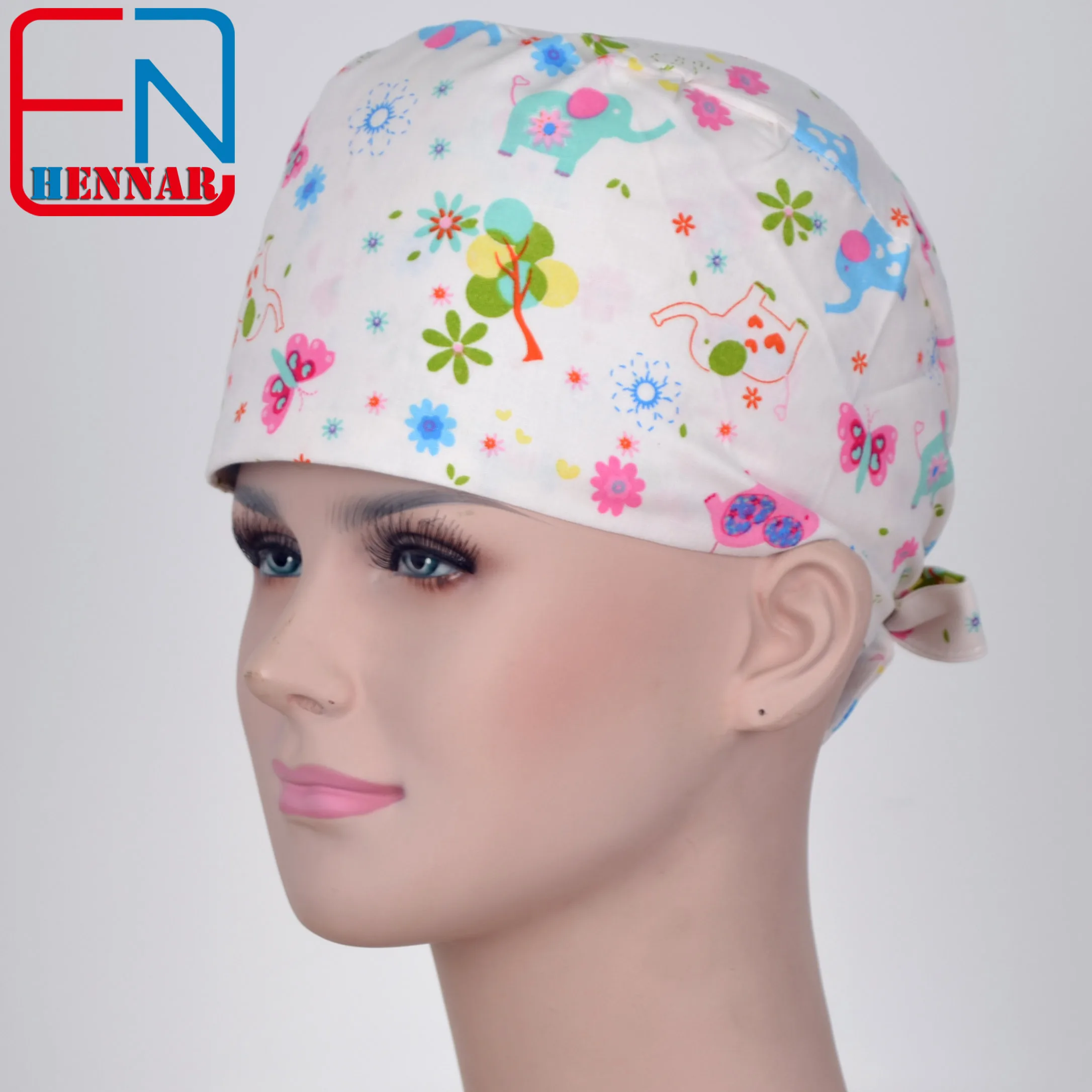 Hennar 100% Cotton Medical Scrub Caps L size suit for long hair or head circumference larger than 64cm