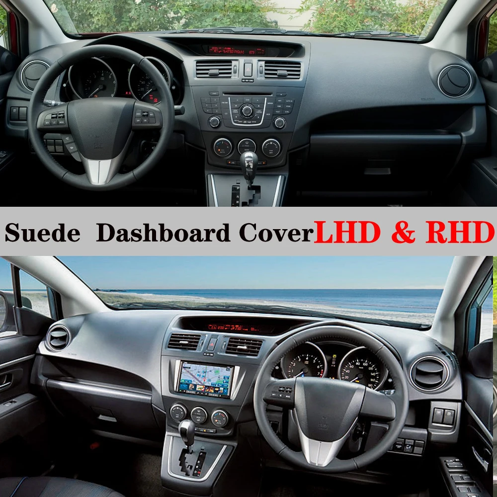 Suede Leather Dashmat Dashboard Cover Pad Dash Mat Anti-Slip Carpet Accessories For Mazda 5 PREMACY 2011 - 2015 2016 2017 2018