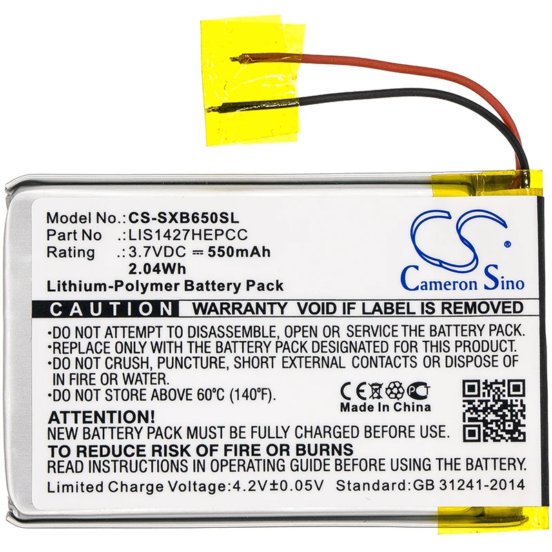 

GreenBatteryPower CameronSino 550mAh 3.7V 2.04Wh Wireless Headset Li-Polymer Battery for Sony 1-756-920-31,LIS1427HEPCC,NWZ-E463