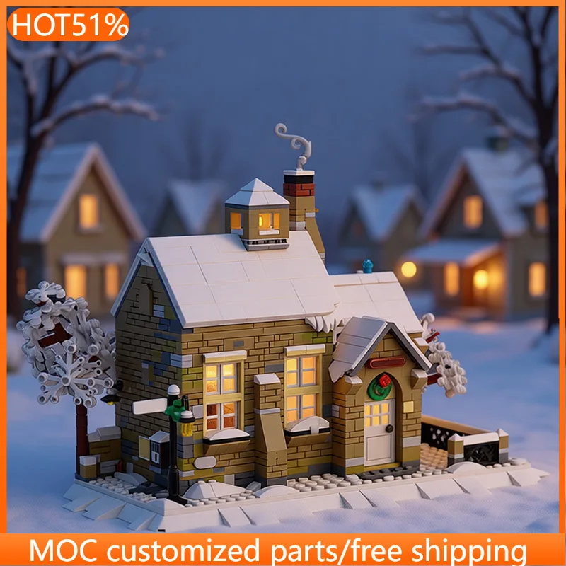 

1653 детали, конструктор MOC «Зимняя деревенская школа», модульный, настраиваемый, для детей, простая сборка, игрушка, рождественский подарок