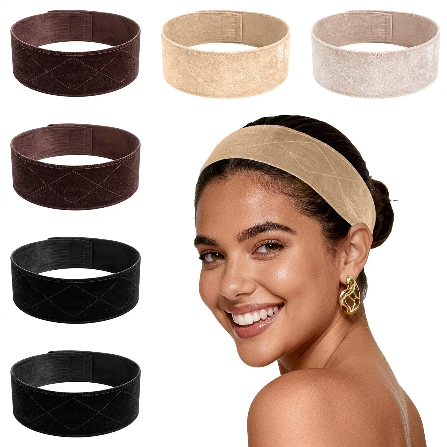 

Velvet Wig Grip Band Flexible Velvet Wigs Headband Non Slip Adjustable Grip Headband for Women Men