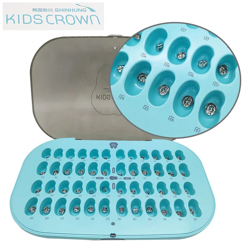 SHINHUNG Dental Kids Primary Molar Crowns Stainless SteelPreformed Temporary Crown for Kids 1st&2nd Molar 48/96 Pcs/Box