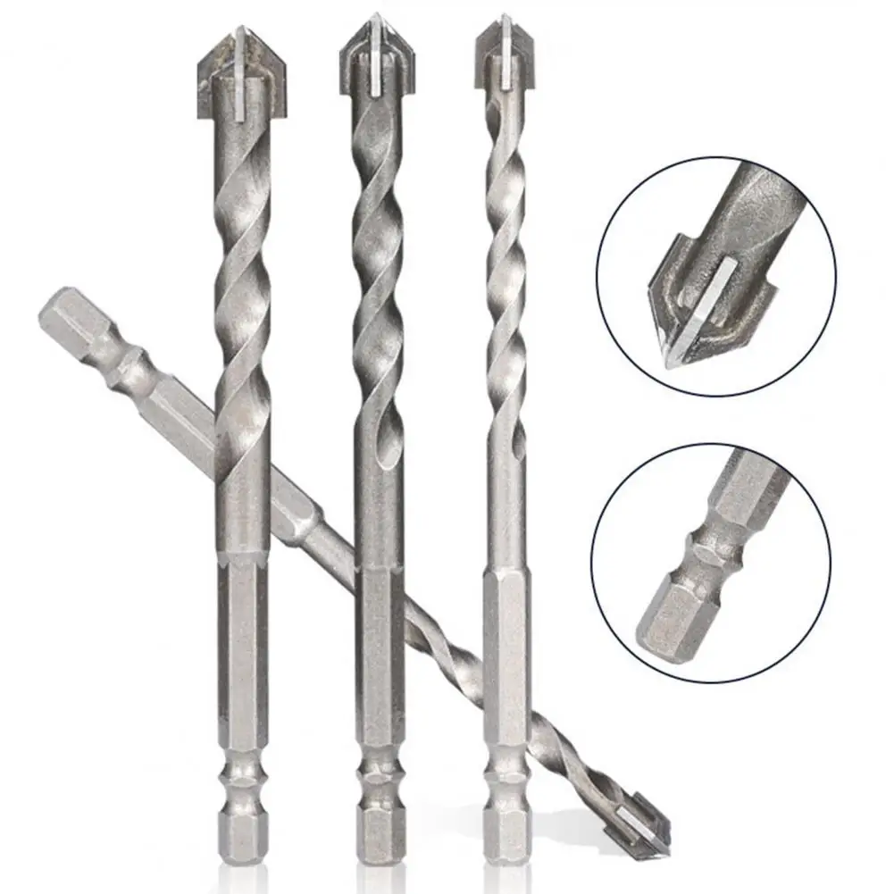 Drill Bit Hex Handle Sharp Drilling Threaded Triangular Tip Drill Bit Multifunctional Masonry Tile Drill Bit Carpentry Tool