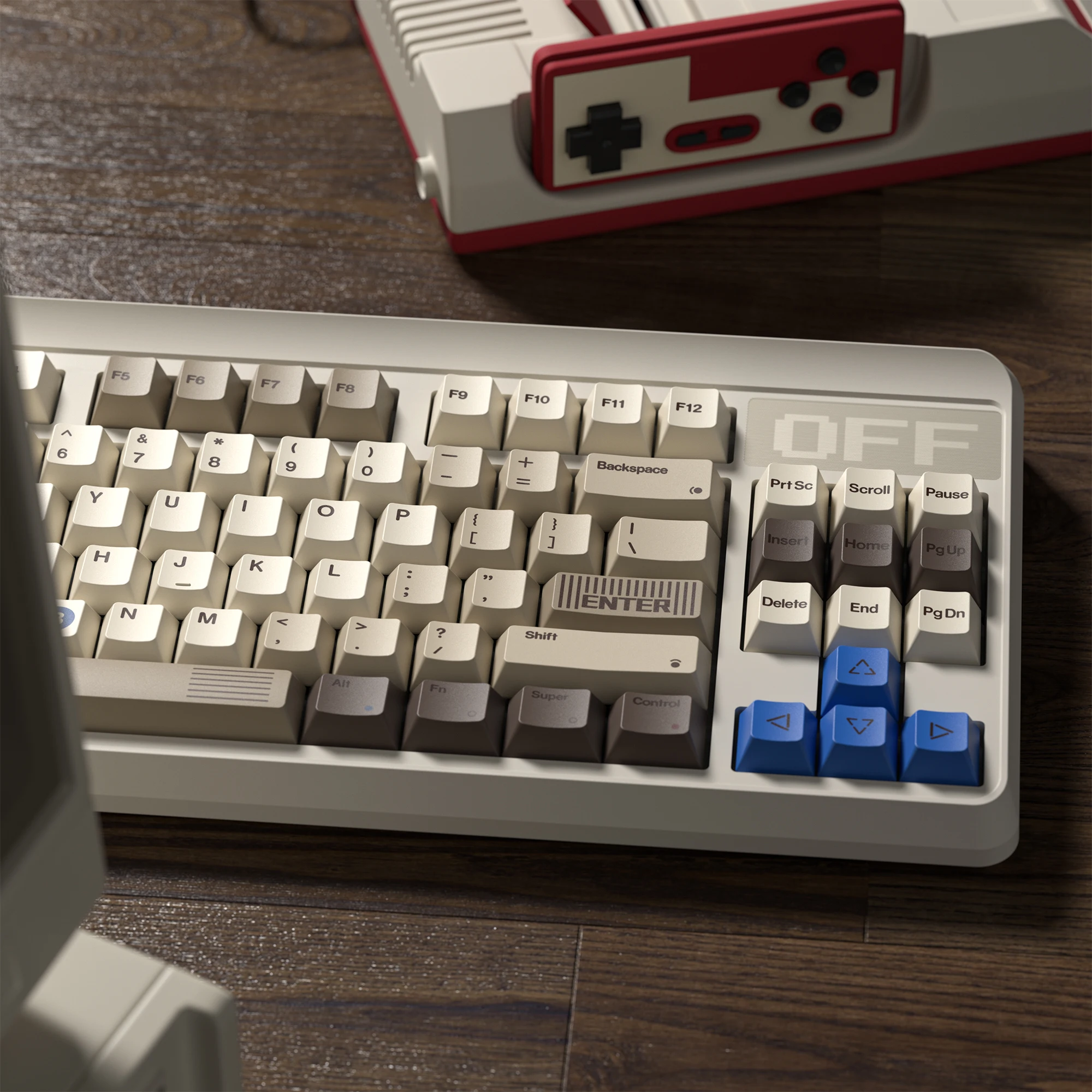 Imagem -03 - Retro Grey Dye Sublimation Pbt Keycaps 138 Chaves Perfil Cereja Teclado do Jogo 1989 Gateron Switches mx