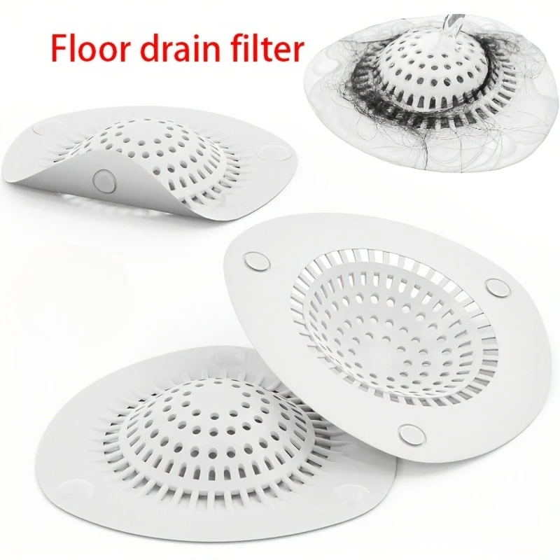 

1pc White Silicone Shower Drain Hair Catcher - Anti-Clog, Lightweight, Efficient Water Flow for Bathroom Use 5.0 1 Rev