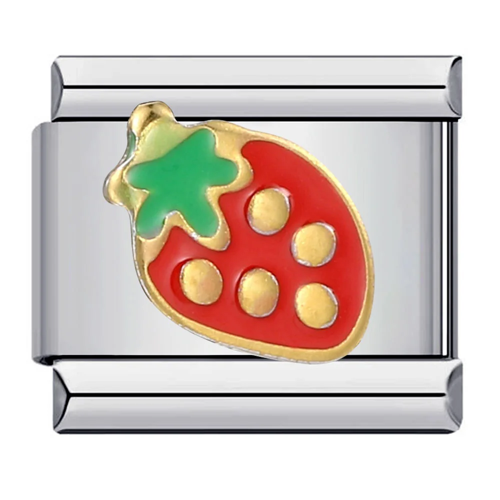 Italian Charm Bracelets Y2k Fruit Cherry Strawberry Watermelon Grape Charm Links Fit 9mm Stainless Steel Bracelet DIY Jewelry