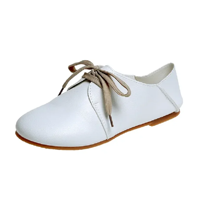 Women Cute Light Weight High Quality Lace Up Shoes Zapatos De Mujer Lady Casual White Hotel Work & Office Flat Shoes A149