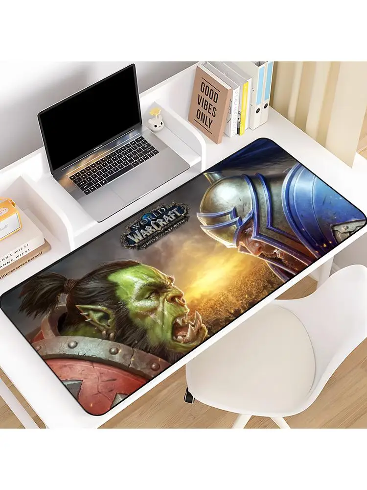 Gamer World Of Warcraft Mauspad, HD-Druck, Computer-Gamer, Rastkante, rutschfestes Mauspad, XXL90 x 40 cm, Tastatur, PC-De