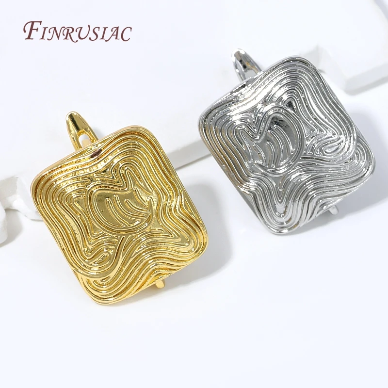 18K Gold Plated Square Wavy Shvenzy CZ Zircon Earring Clasp Fasteners DIY Jewelry Making Findings For Handmade Earrings