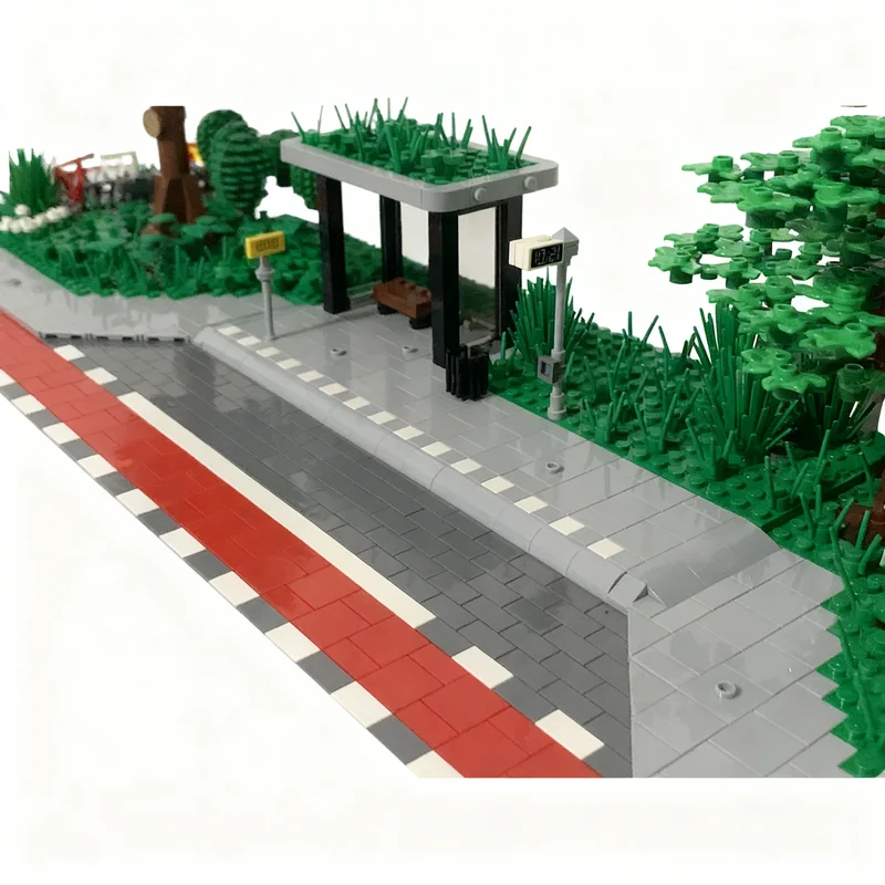 

607pcs MOC Busstop Shelter Green Roof City Model Building Blocks Construction Toy Christmas Gifts DIY Creative Idea Education