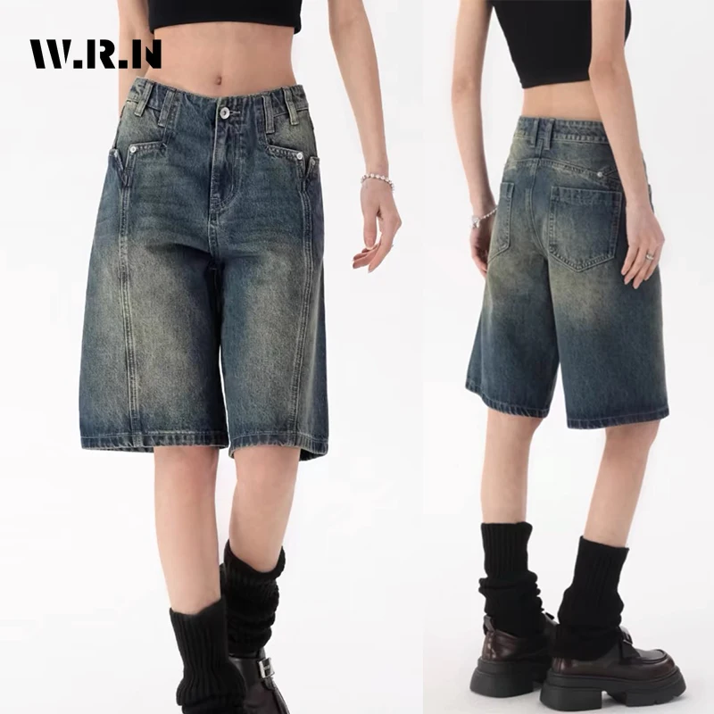 

Vintage Casual Oversized Denim Shorts Street Retro Grunge 2000s High Waist Jeans Women Y2K Eclectic Trashy 2000s Emo Shorts