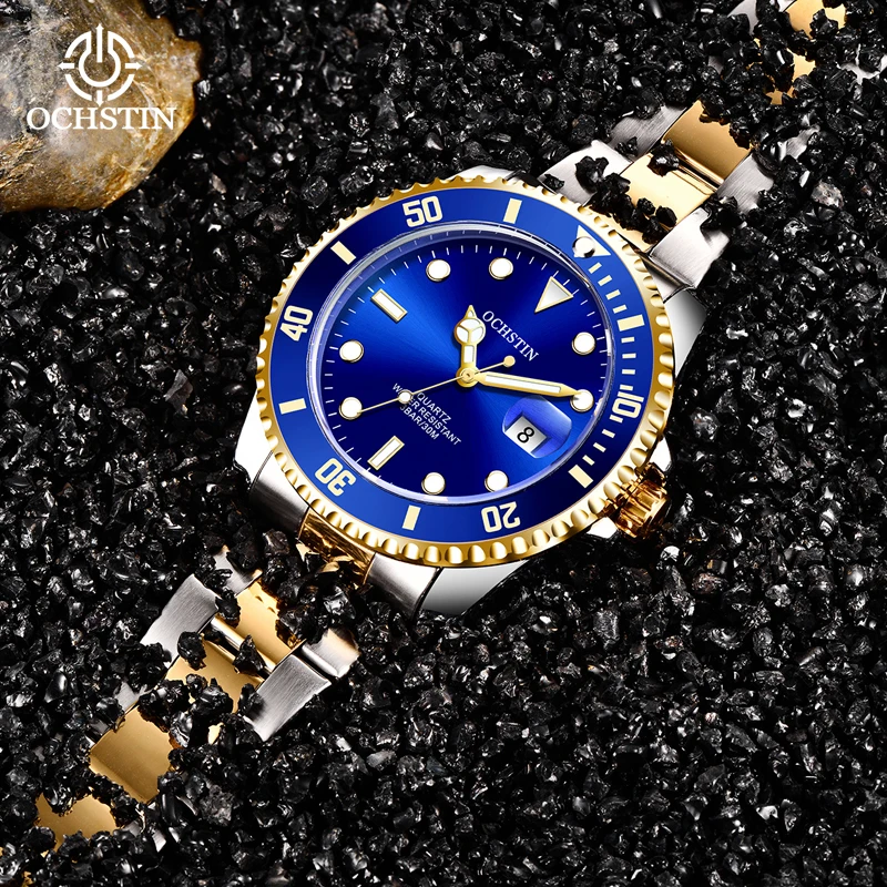 OCHSTIN Men Multifunction Quartz Watch Voyager Collection Man Stainless Steel Strap Water‑Resistant Fashion Luxury Wristwatch