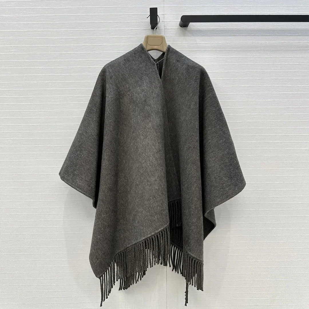 

Осень/зима, новая коллекция 2025, женский высококачественный шерстяной плащ с шалью, модный плащ с кисточками