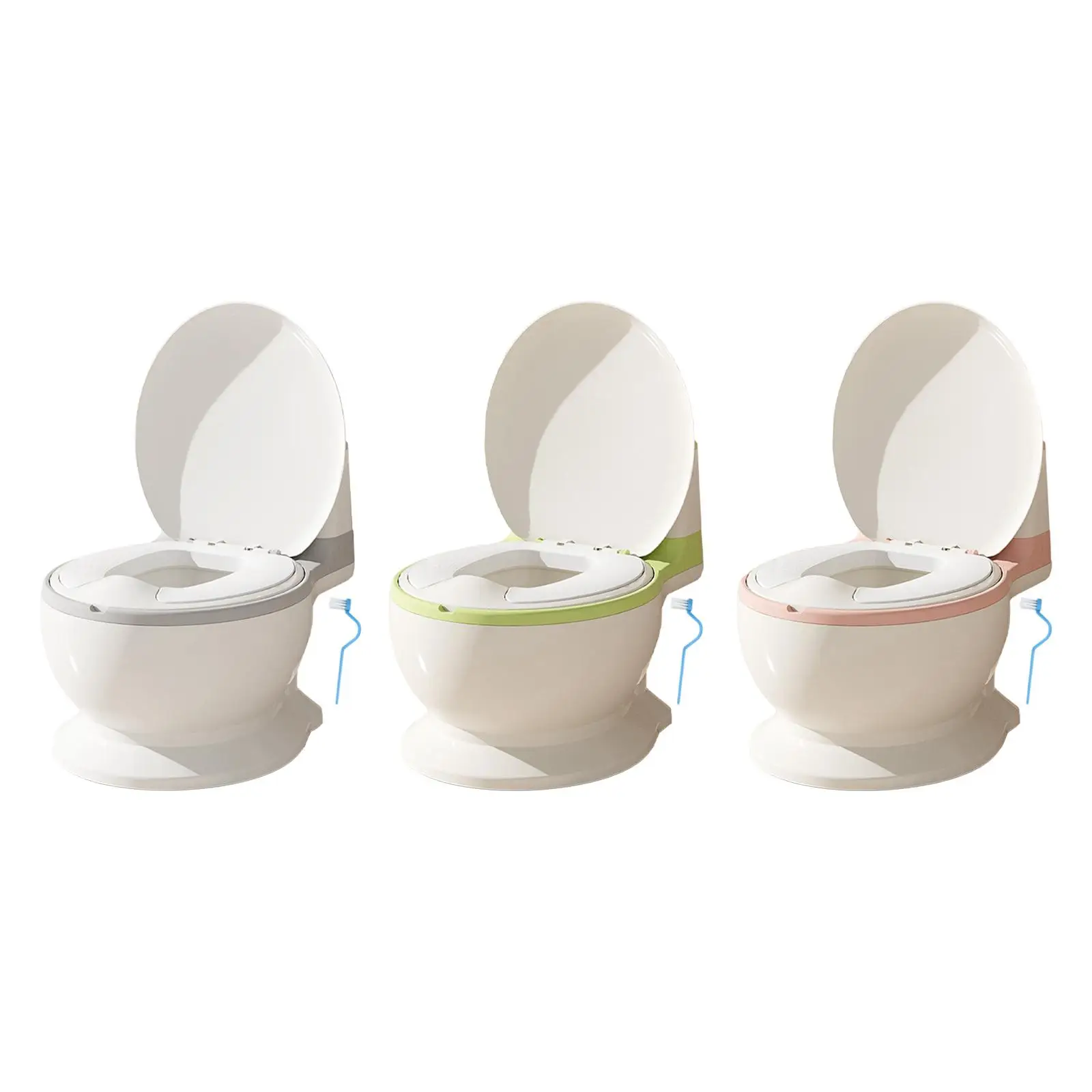 Toilet Training Potty with Spilling Guard Includes Cleaning Brush Simulate Flushing Sound Real Feel Potty for Ages 0-7 Infants