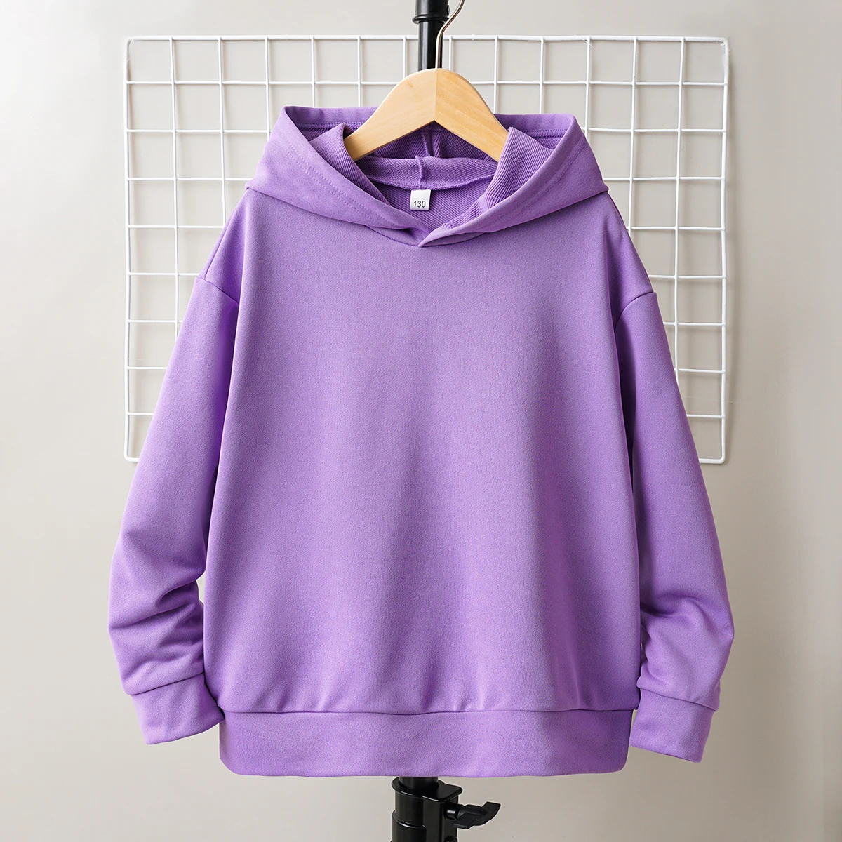 Autumn And Winter Boys And Girls  Sweater Round Neck Hooded Long Sleeve Top Fashion Warm Purple Versatile Kids