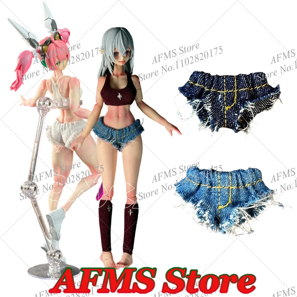 1/12 Scale Mobile Suit Girl Trendy Ripped Denim Shorts For 6Inch Bjd Ob11 Romankey Women Soldier Action Figure Dolls
