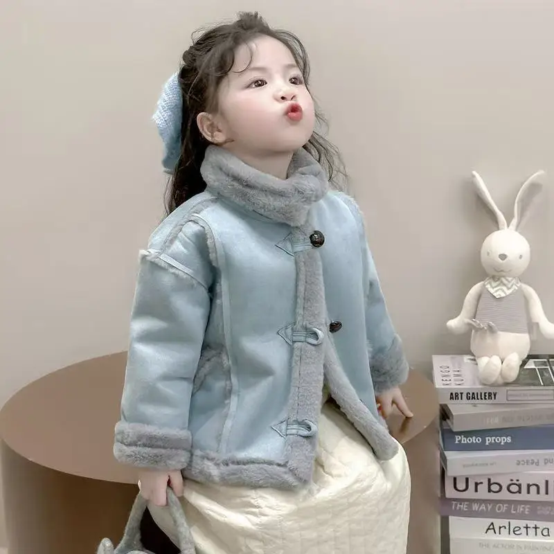 

Baby Girls' Coat Autumn And Winter New Children's Korean Edition Plush Thick Fur Jacket 90-140cm