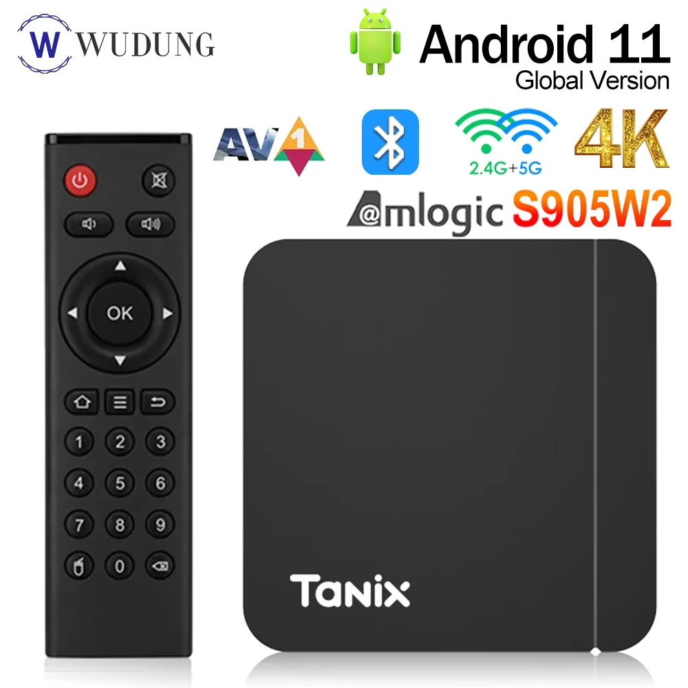 New Tanix W2 Android 11 Smart TV box Amlogic S905W2 2GB 16GB 2.4G/5G Dual Wifi AV1 BT Set Top Box Media player PK Tanix TX3