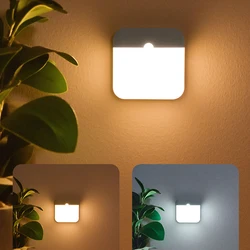 LED Closet Light Motion Sensor Night Lights Stick-on USB Rechargeable Battery Lamp for Bedroom Kitchen Stairs Hallway Wardrobe