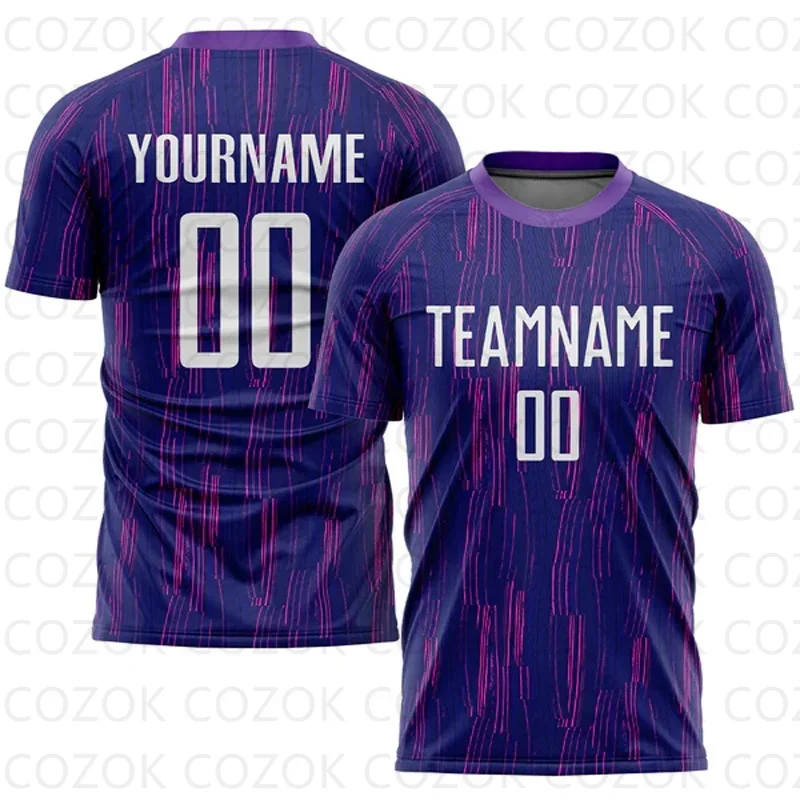 Customized Purple Football Jersey for Men Unisex Football Short Sleeves Athletic Tee Shirts