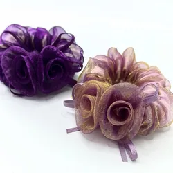 Korean Style High-end Rose Flower Scrunchie Fashionable Floral Hair Accessory Rose Flower Hair Tie Set  Rose Hair Scrunchie