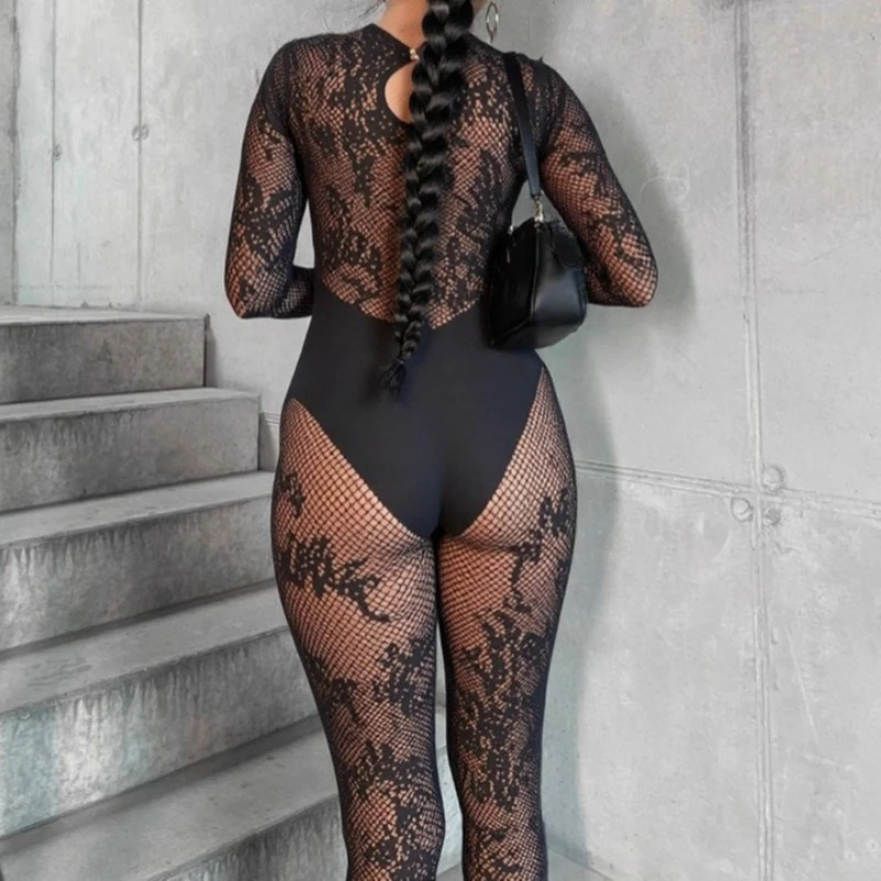 صيف جديد مثير جودة الدانتيل ثوب بودي كون المرأة الجوف خارج انظر من خلال عارية الذراعين رومبير الإناث الشارع الشهير وزرة